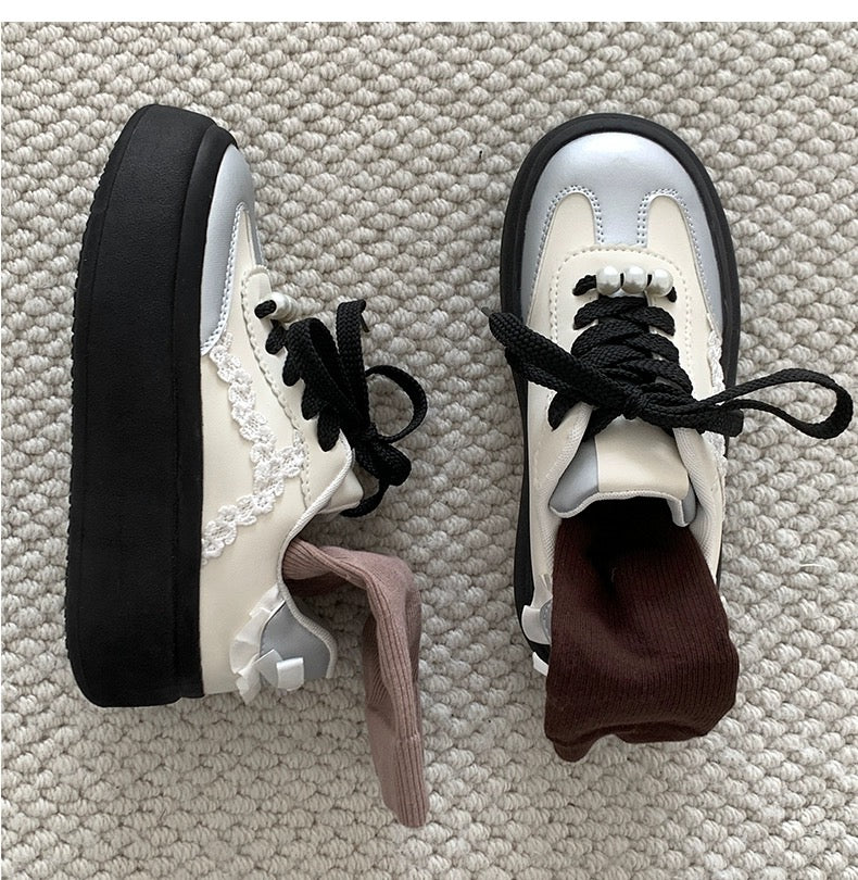 South in the south retro heightening thick-soled moral training shoes for women 2024 new spring and autumn students light and versatile white shoes
