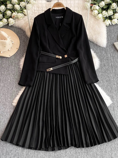 Plus Size Women's Clothing 2024 Autumn and Winter Fat Sister Fashion French Temperament Celebrity Waist Workplace Suit Dress