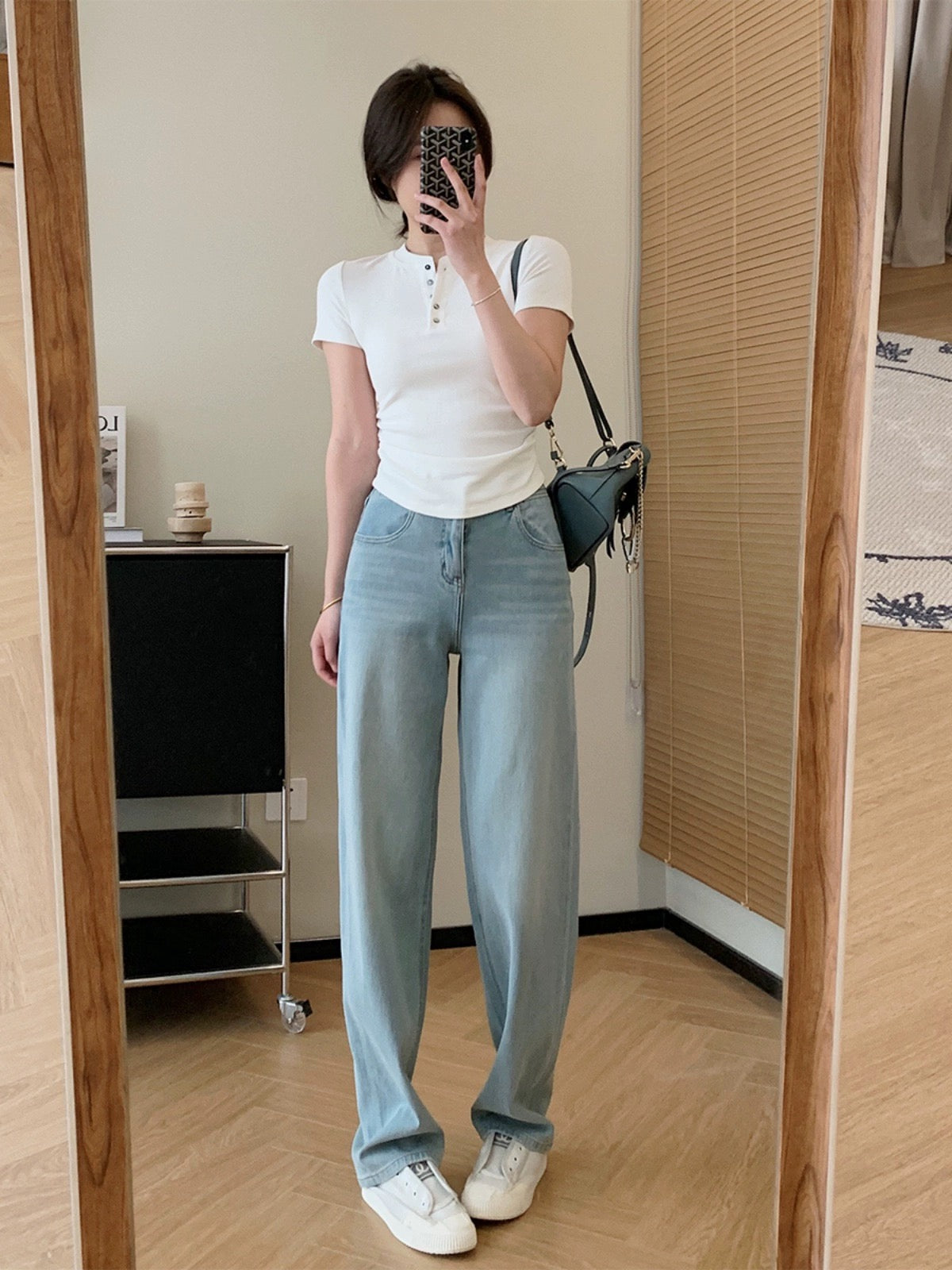 Dading homemade sea salt oxygen blue! Limited Edition Four-Way Stretch Tencel Straight Leg Wide Leg Pants Women's Loose Drapey Jeans