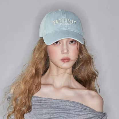Japanese GP slimming baseball cap for women, light blue, youthful, sun-protective hat, original duckbill cap. Suitable for spring and summer.