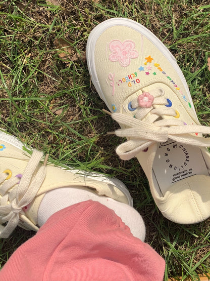 Xu Liumang original summer new graffiti white shoes versatile art cute student milk yellow canvas shoes for women