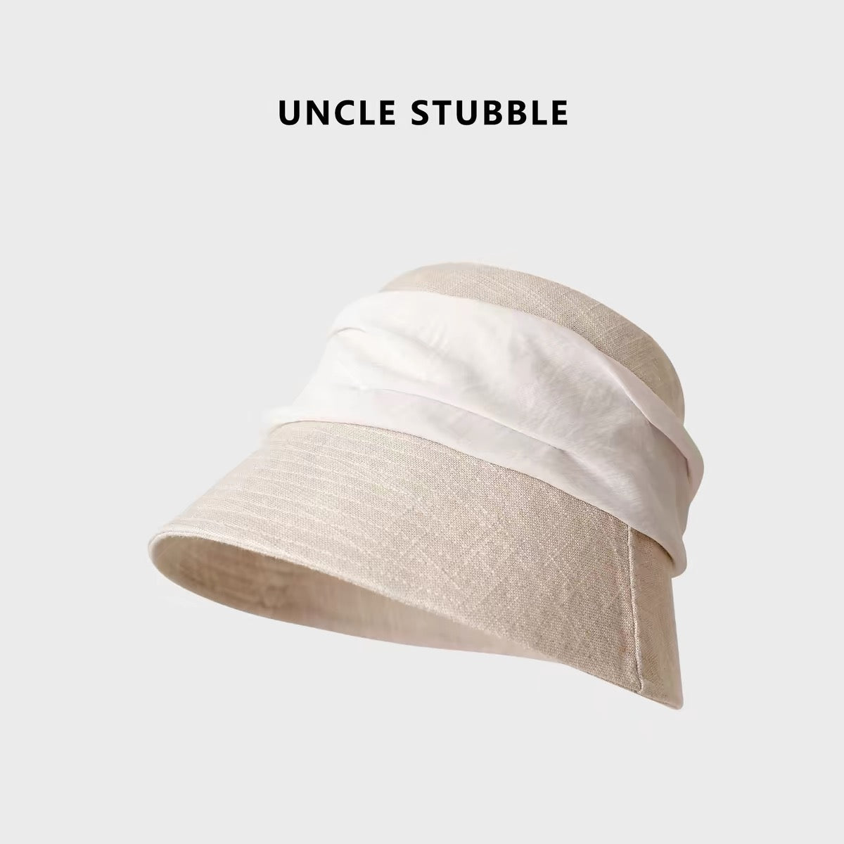 White, old-fashioned bucket hat for women, large head circumference, slimming, linen, breathable, foldable, sun protection hat.