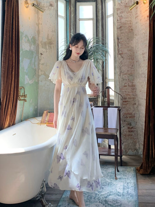 PartyYan Dream Feather Fairy Seaside Vacation Travel Photo Fantasy Tulle Floral Design Long Dress