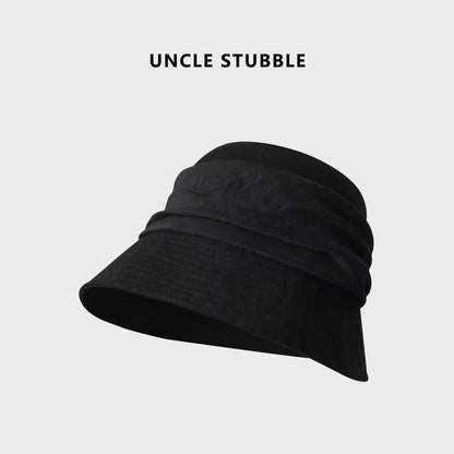White, old-fashioned bucket hat for women, large head circumference, slimming, linen, breathable, foldable, sun protection hat.