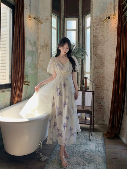 PartyYan Dream Feather Fairy Seaside Vacation Travel Photo Fantasy Tulle Floral Design Long Dress