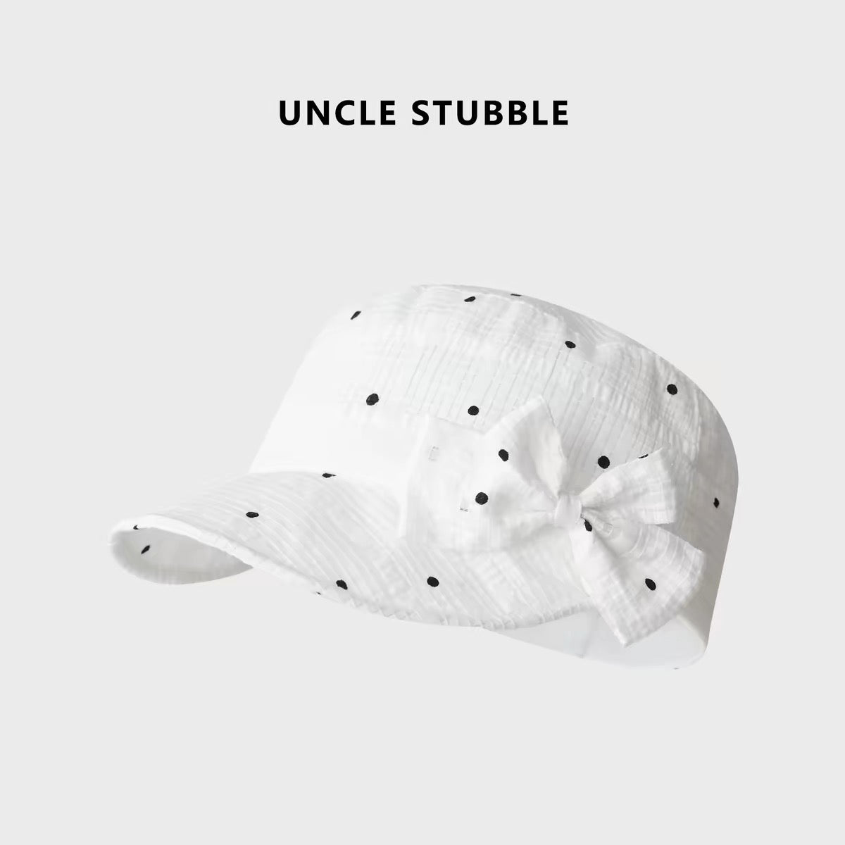 Polka dot bow equestrian cap, Korean style girly flat top baseball cap, 2026 new trendy niche newsboy cap