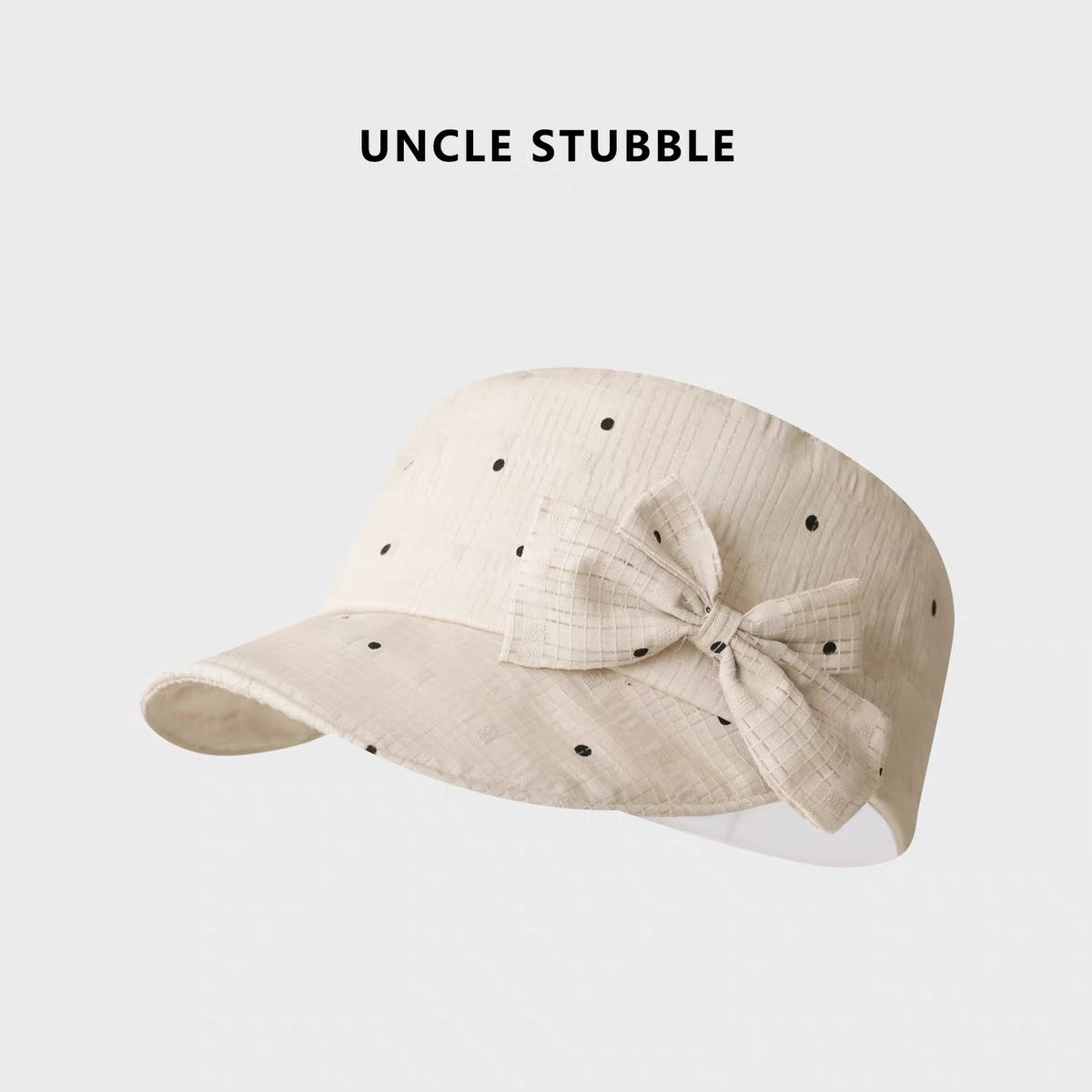 Polka dot bow equestrian cap, Korean style girly flat top baseball cap, 2026 new trendy niche newsboy cap