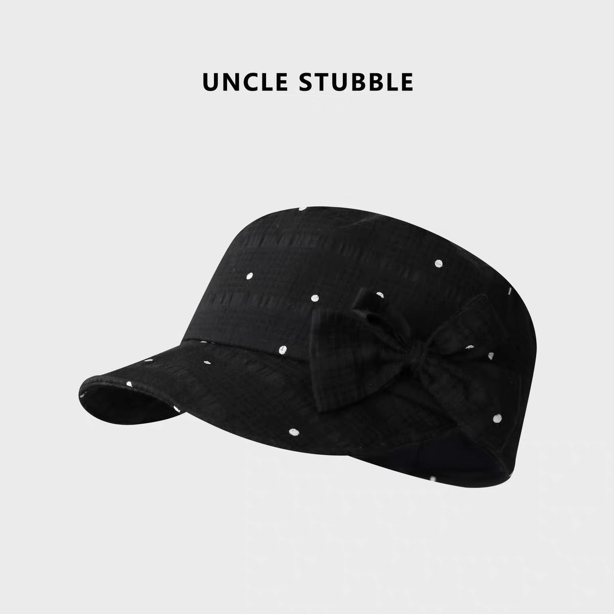 Polka dot bow equestrian cap, Korean style girly flat top baseball cap, 2026 new trendy niche newsboy cap
