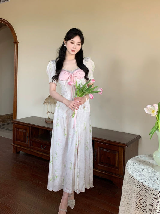 PartyYan Ode to Spring French Elegant Pink Sweet and Exquisite Temperament Tea Break Dress Strap Dress Women Summer