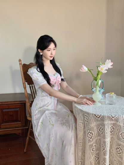 PartyYan Ode to Spring French Elegant Pink Sweet and Exquisite Temperament Tea Break Dress Strap Dress Women Summer