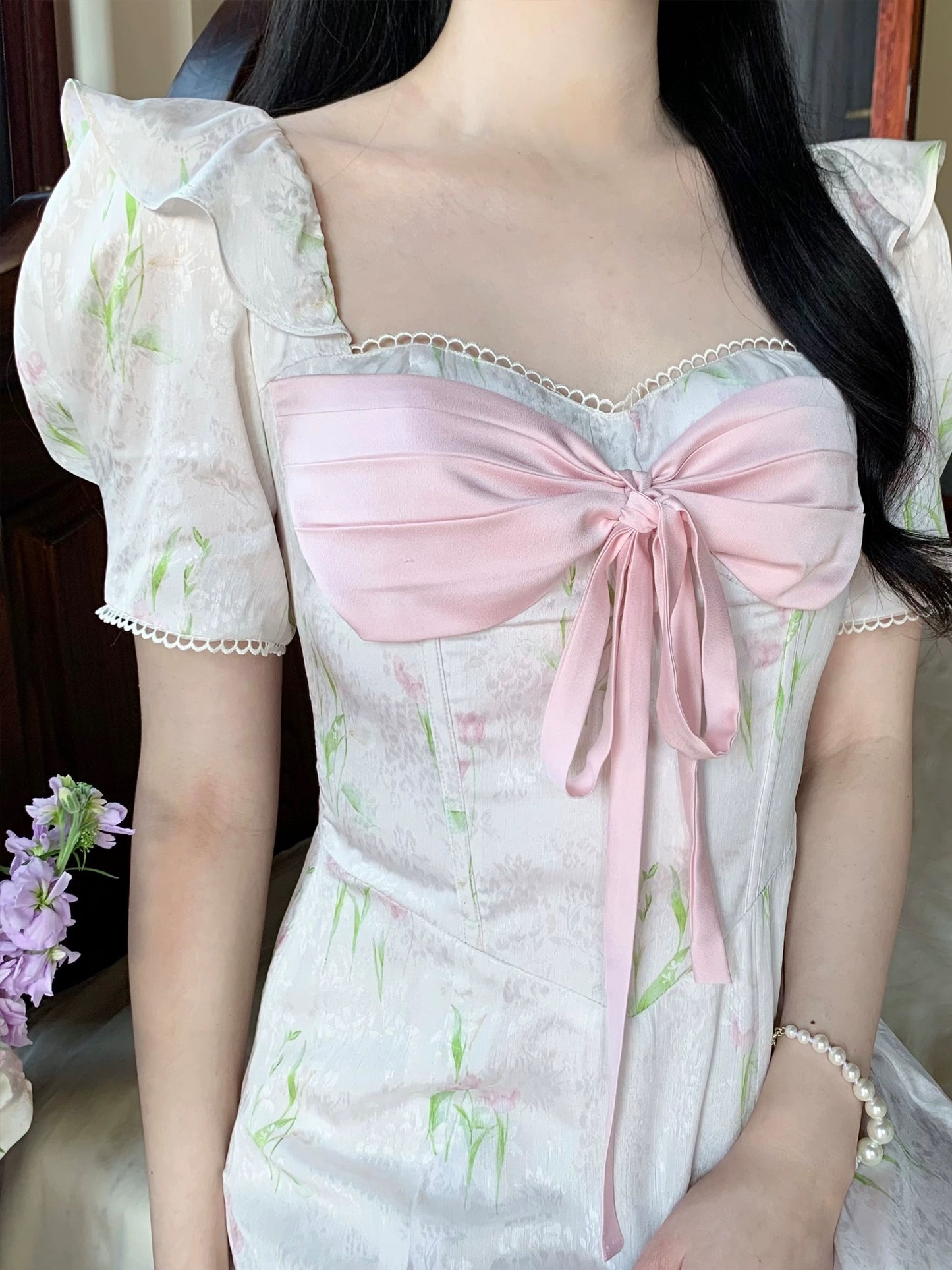 PartyYan Ode to Spring French Elegant Pink Sweet and Exquisite Temperament Tea Break Dress Strap Dress Women Summer