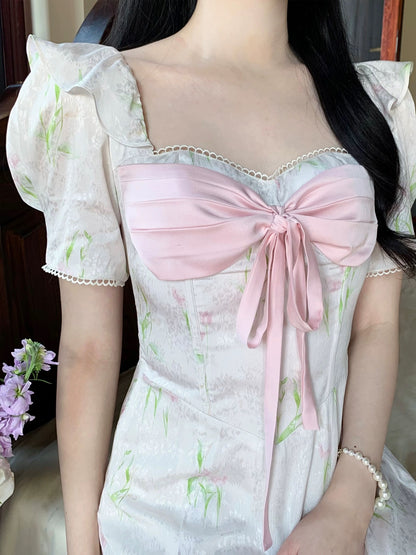 PartyYan Ode to Spring French Elegant Pink Sweet and Exquisite Temperament Tea Break Dress Strap Dress Women Summer