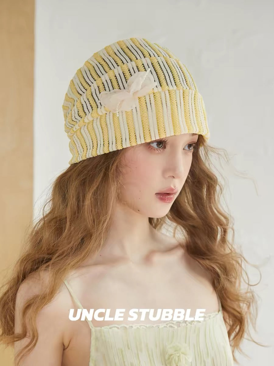 Super cute and unique summer hat, lightweight and breathable little yellow hat for girls, fashionable head covering, thin slouch hat.