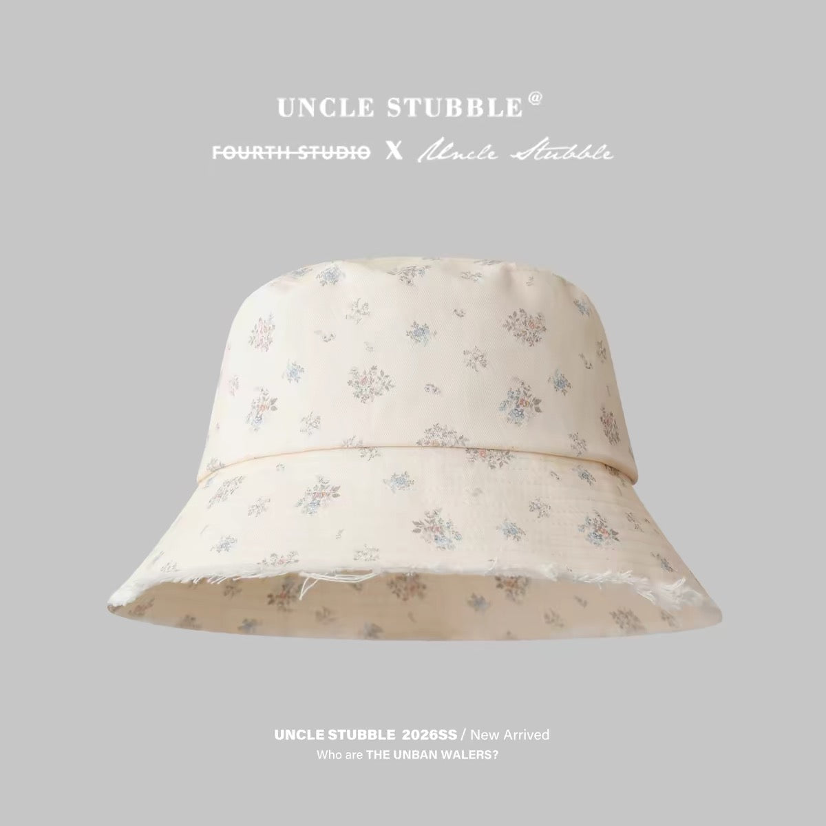 Light pink Korean style bucket hat for girls, sweet and cute, with frayed edges, perfect for sun protection.