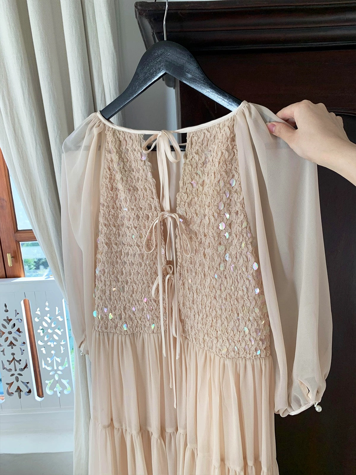 PartyYan [Pink Moonlight] Fairy Strap Mermaid Sequins Dream Seaside Vacation Dress Women's Summer