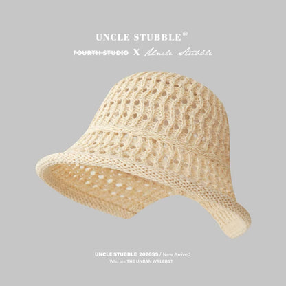 Women's vacation straw hat, summer breathable mesh bucket hat, super cute, Japanese style, suits everyone, makes your face look smaller, fashionable fisherman hat.