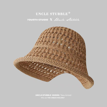 Women's vacation straw hat, summer breathable mesh bucket hat, super cute, Japanese style, suits everyone, makes your face look smaller, fashionable fisherman hat.