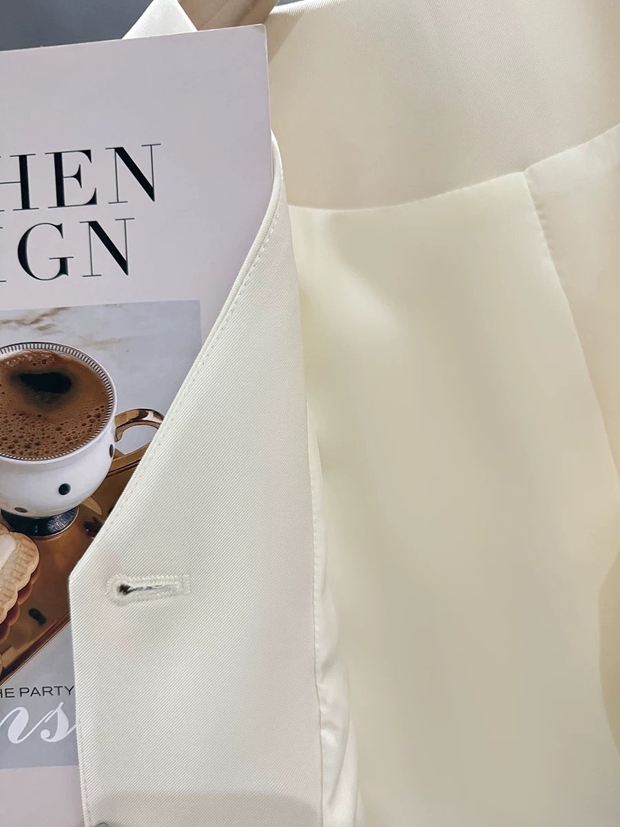 Off-white French simple short suit jacket for women 2024 new spring and autumn high-end texture suit top trend