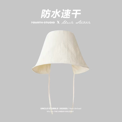 Women's fashionable rose red face-covering bucket hat, sun protection and UV protection hat, thin summer sun hat.