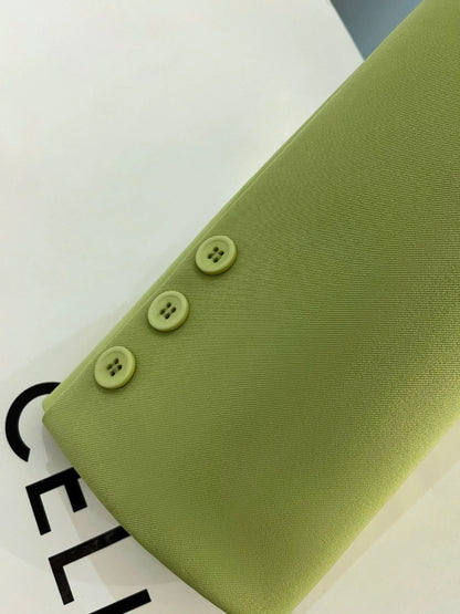 Green British style suit jacket for women 2023 spring and autumn new age-reducing street-style Korean design niche suit
