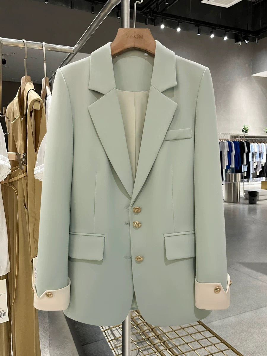 Lake green Korean spring suit jacket for women 2024 spring new style this year's popular autumn versatile suit