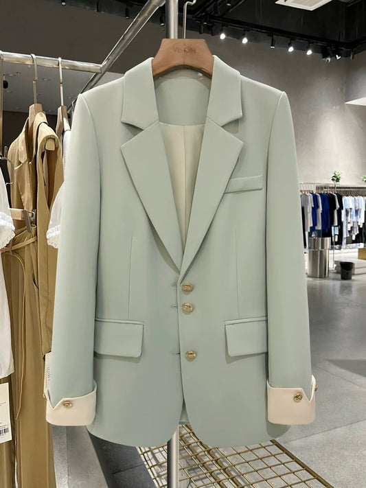 Lake green Korean spring suit jacket for women 2024 spring new style this year's popular autumn versatile suit