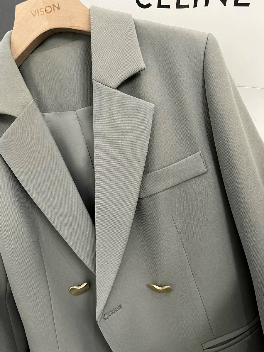 2024 spring and autumn new gray high-end British style blazer women's French texture fashion small suit