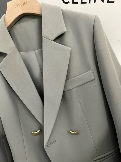 2024 spring and autumn new gray high-end British style blazer women's French texture fashion small suit