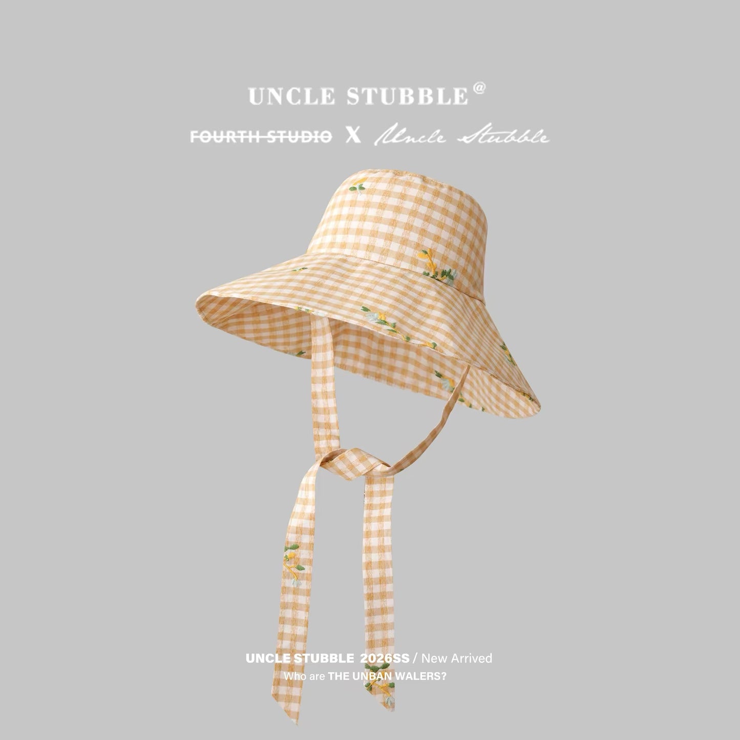 14cm wide brim sun hat, fresh and youthful plaid fisherman hat for spring and summer, beach tie-up sun protection hat.