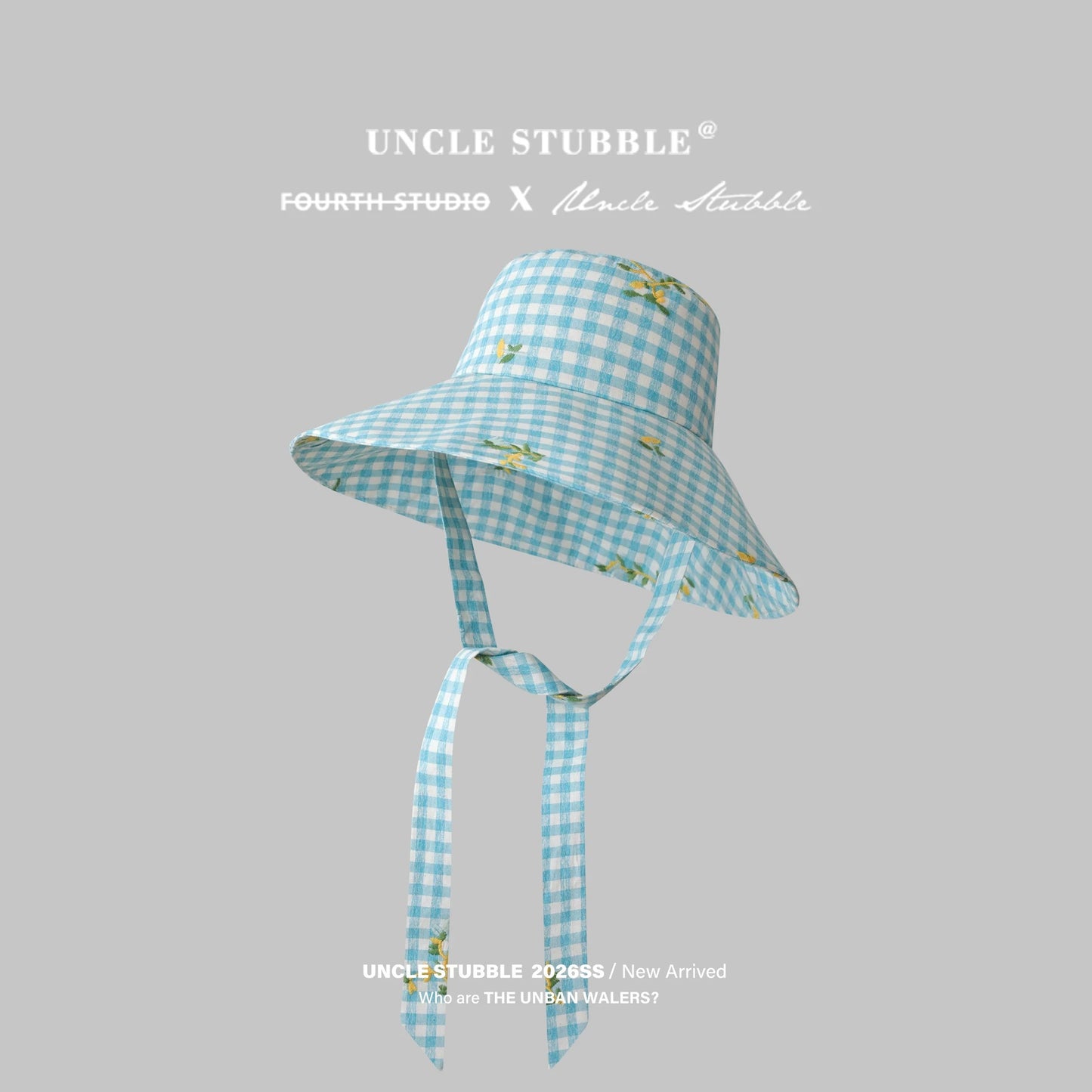 14cm wide brim sun hat, fresh and youthful plaid fisherman hat for spring and summer, beach tie-up sun protection hat.