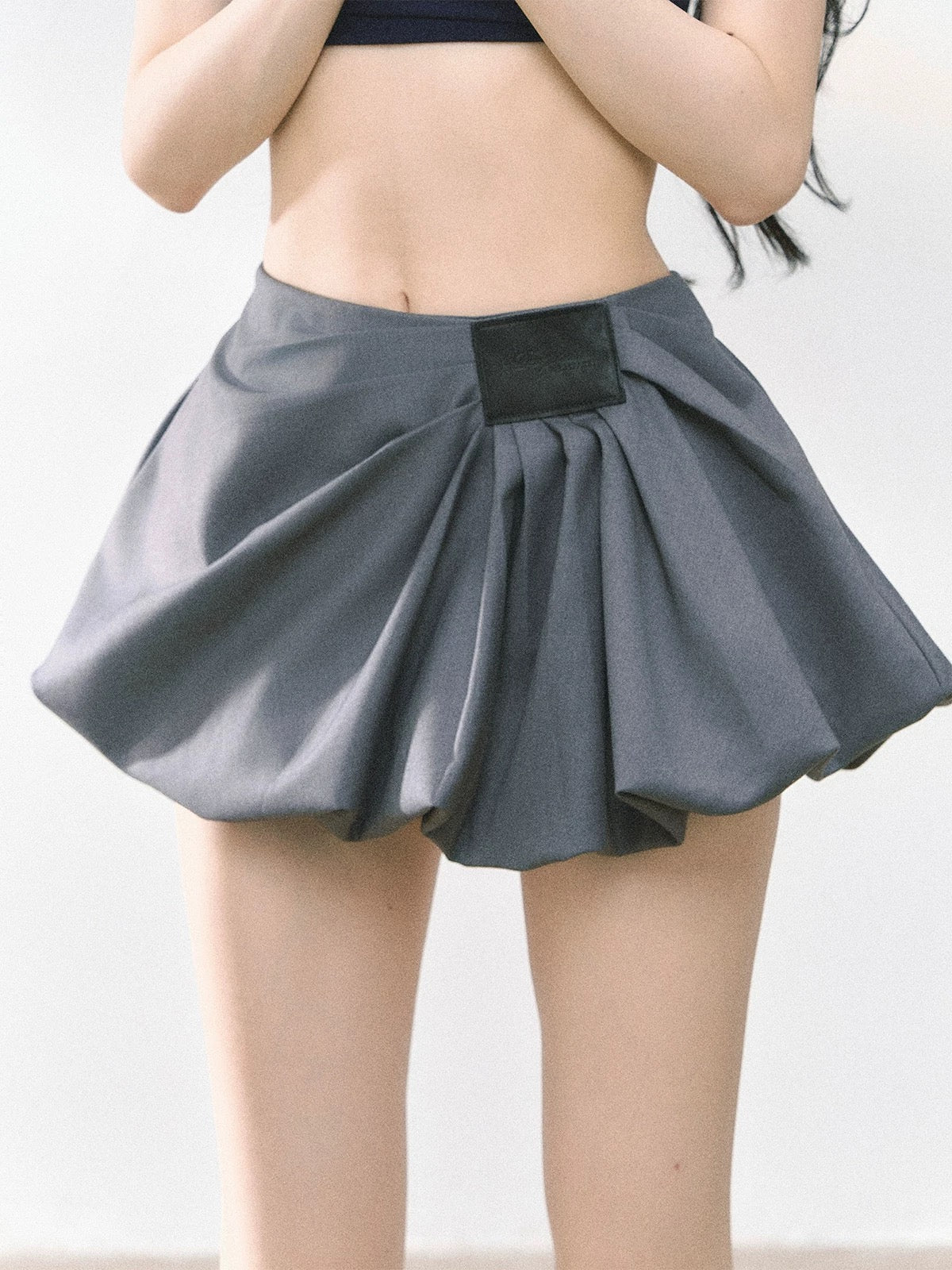 American hot girl skirt female summer high waist A-line slim short skirt gray petticoat