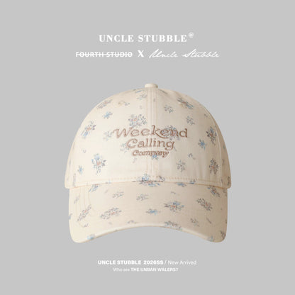 Korean-style fresh floral baseball cap for girls, sweet and youthful, perfect for spring and summer, sun protection, and makes your face look smaller.