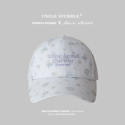 Korean-style fresh floral baseball cap for girls, sweet and youthful, perfect for spring and summer, sun protection, and makes your face look smaller.