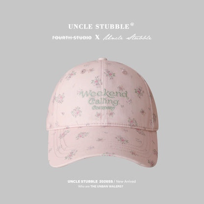 Korean-style fresh floral baseball cap for girls, sweet and youthful, perfect for spring and summer, sun protection, and makes your face look smaller.