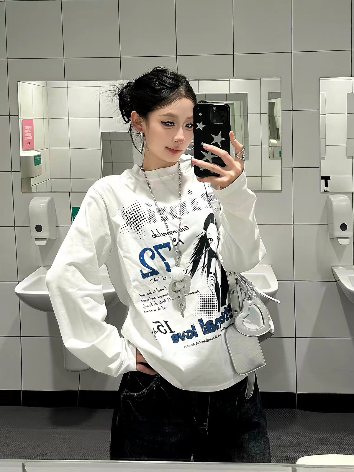 Pop-Pop Candy" American Retro Y2K-Style Graphic Long-Sleeve T-Shirt for Women – A Versatile, Casual Spring Base Layer with Subculture Vibes