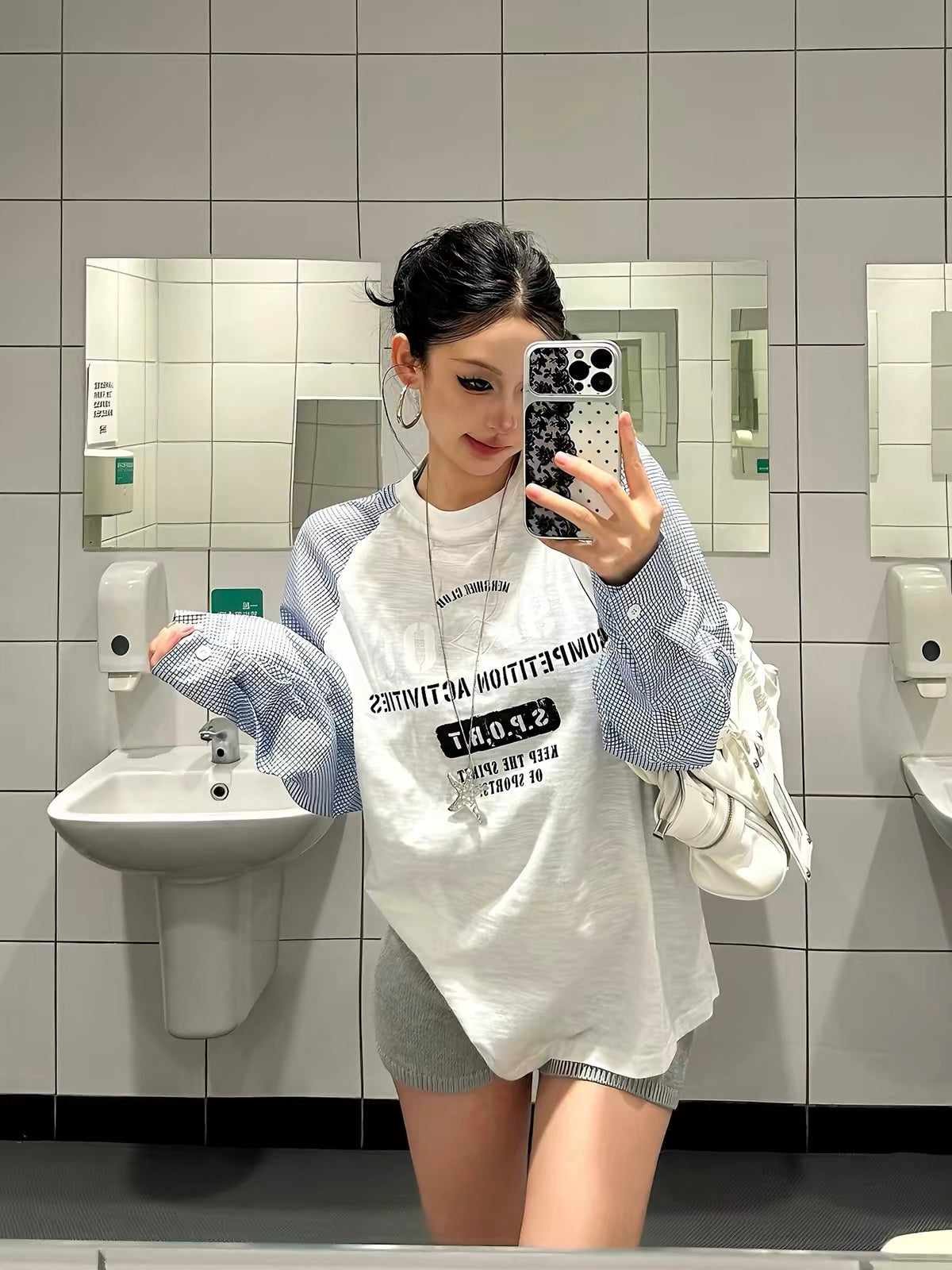Baobaotang Unisex Summer Loose-Fit Casual Breathable Long-Sleeve T-Shirt – Color-Block Plaid Design with an American Style Aesthetic