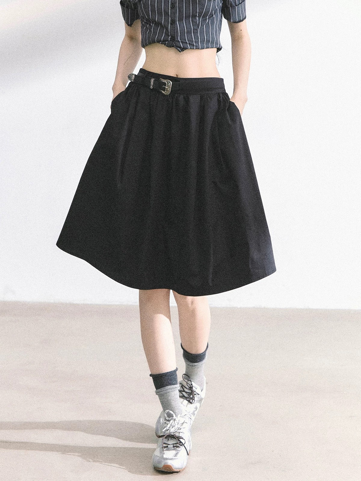 American hot girl puffy skirt female summer high waist a line slim skirt umbrella skirt