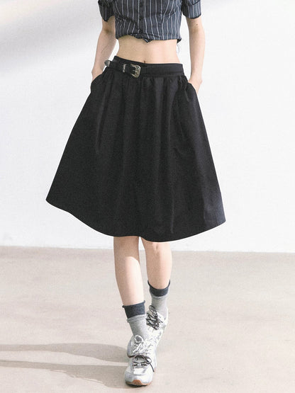 American hot girl puffy skirt female summer high waist a line slim skirt umbrella skirt