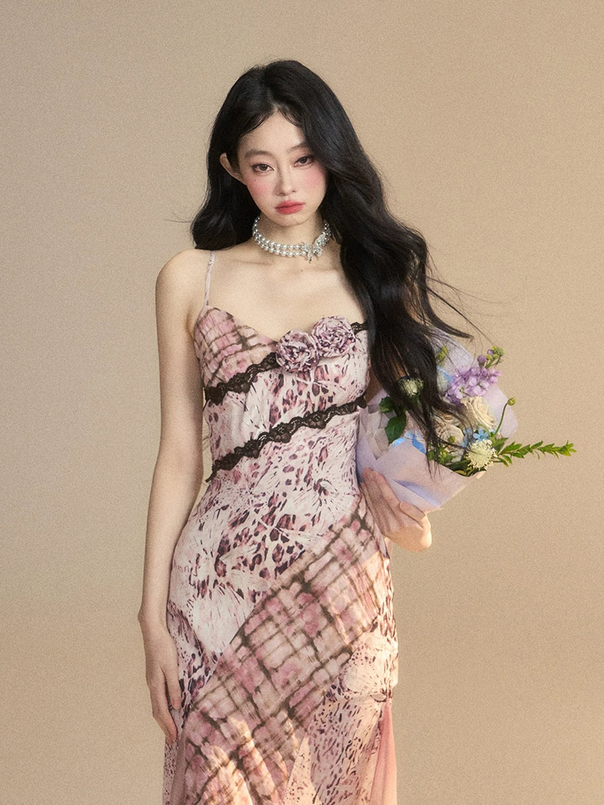 Shao Ye Yan Beauty Goddess Venus One Shoulder Royal Sister Style Dress Women Summer Waist Slimming Suspender Dress Sexy Long Dress