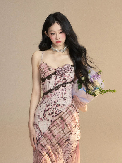 Shao Ye Yan Beauty Goddess Venus One Shoulder Royal Sister Style Dress Women Summer Waist Slimming Suspender Dress Sexy Long Dress