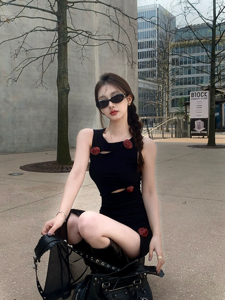 NIMOWANG Black Hot Girl Dress Women's Summer Slim Slim Mesh Skirt High-end Style Thousands of Skirts