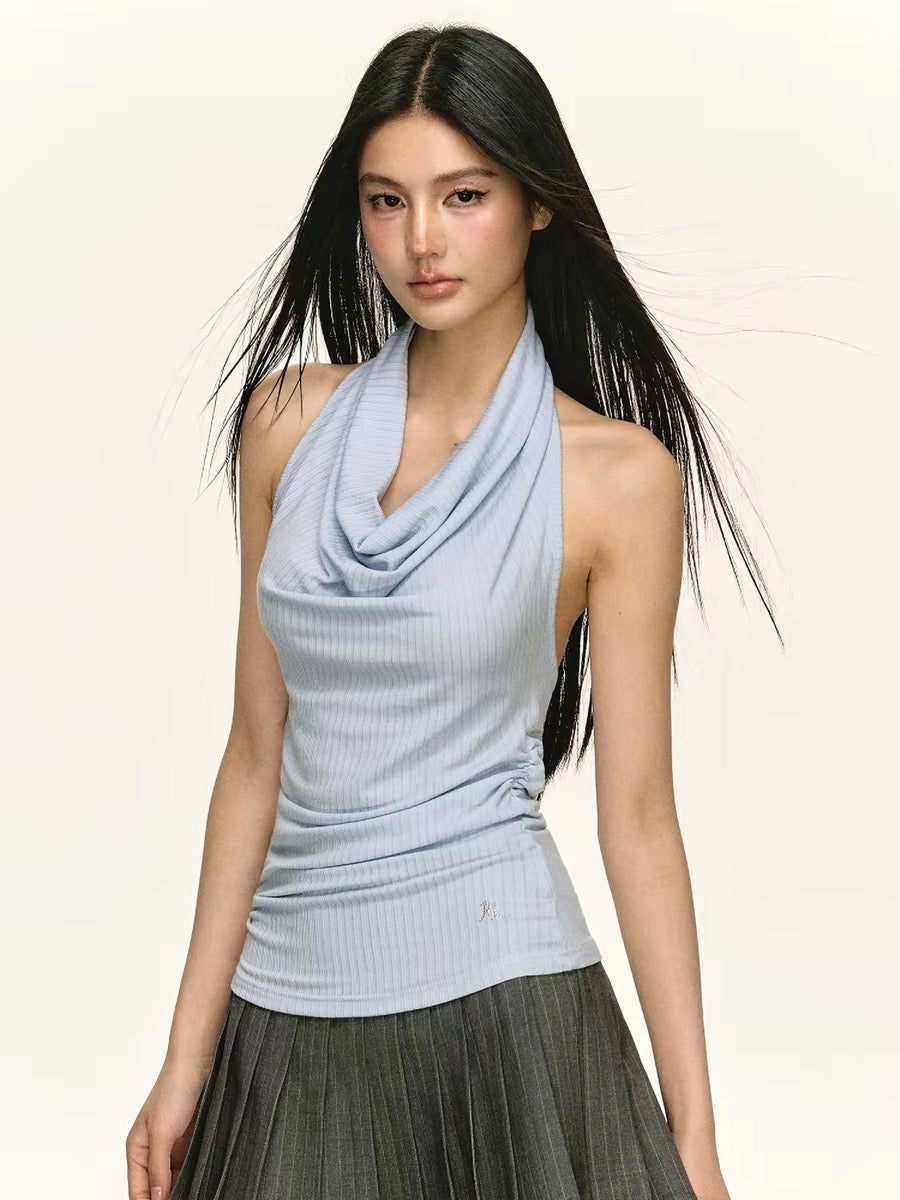 Ariseism American Retro Sexy Slim Fit Halter Neck Vest for Women, New Summer Style, Slimming Top