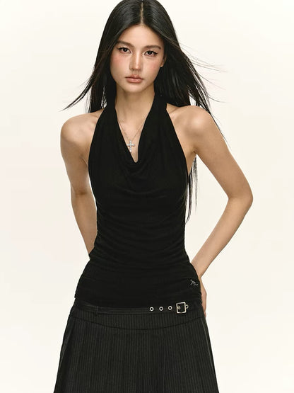 Ariseism American Retro Sexy Slim Fit Halter Neck Vest for Women, New Summer Style, Slimming Top