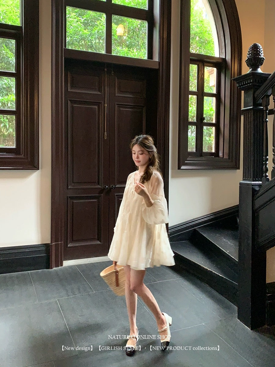 Yang Xiaojuan French palace-style fairy-like loose jacquard dress baby skirt fairy skirt hides fat and looks slim