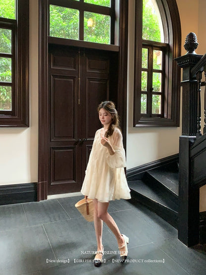 Yang Xiaojuan French palace-style fairy-like loose jacquard dress baby skirt fairy skirt hides fat and looks slim