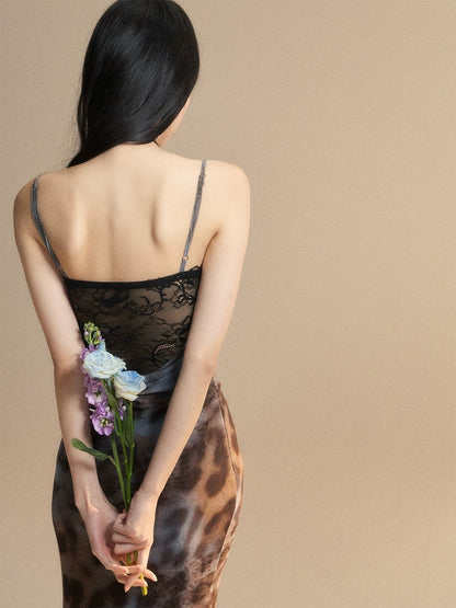 Shao Yeyan Dawn Venus high-end French royal sister style leopard lace dress female summer hip long skirt