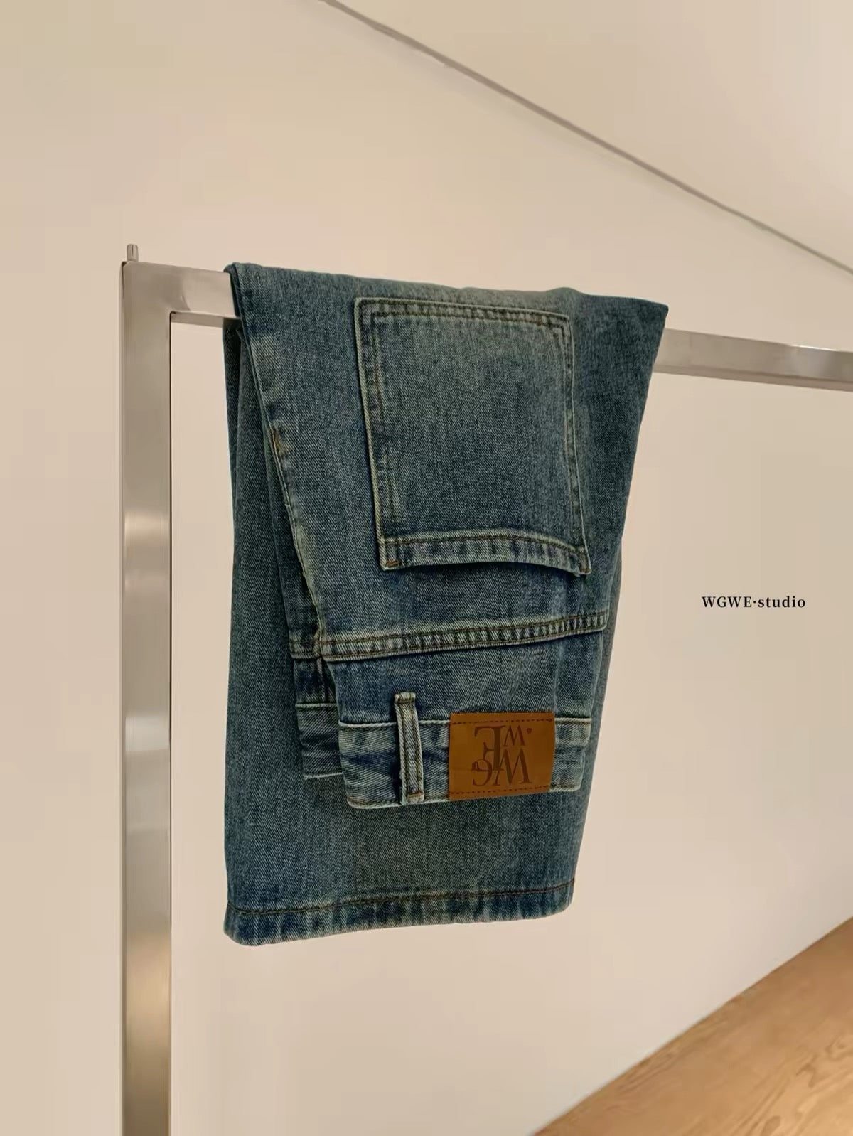 WGWE-26 Summer Real-Life Photos: American Retro Niche Wide-Leg/Straight-Leg Cropped Washed Denim Jeans (Slimming Fit)