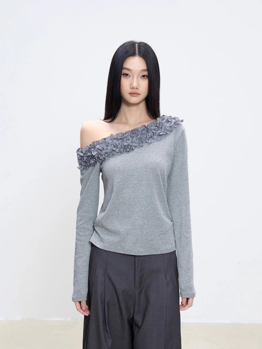 WITHMIN off-shoulder top off-shoulder hot girl autumn new slim bottoming shirt female inner wear black long-sleeved T-shirt