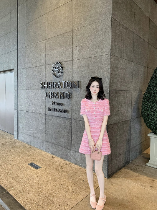 Fish Rabbit's Rabbit Little Fragrance Dress Women's 2024 New Summer Short-Sleeved Temperament Gentle Lady Style Dress