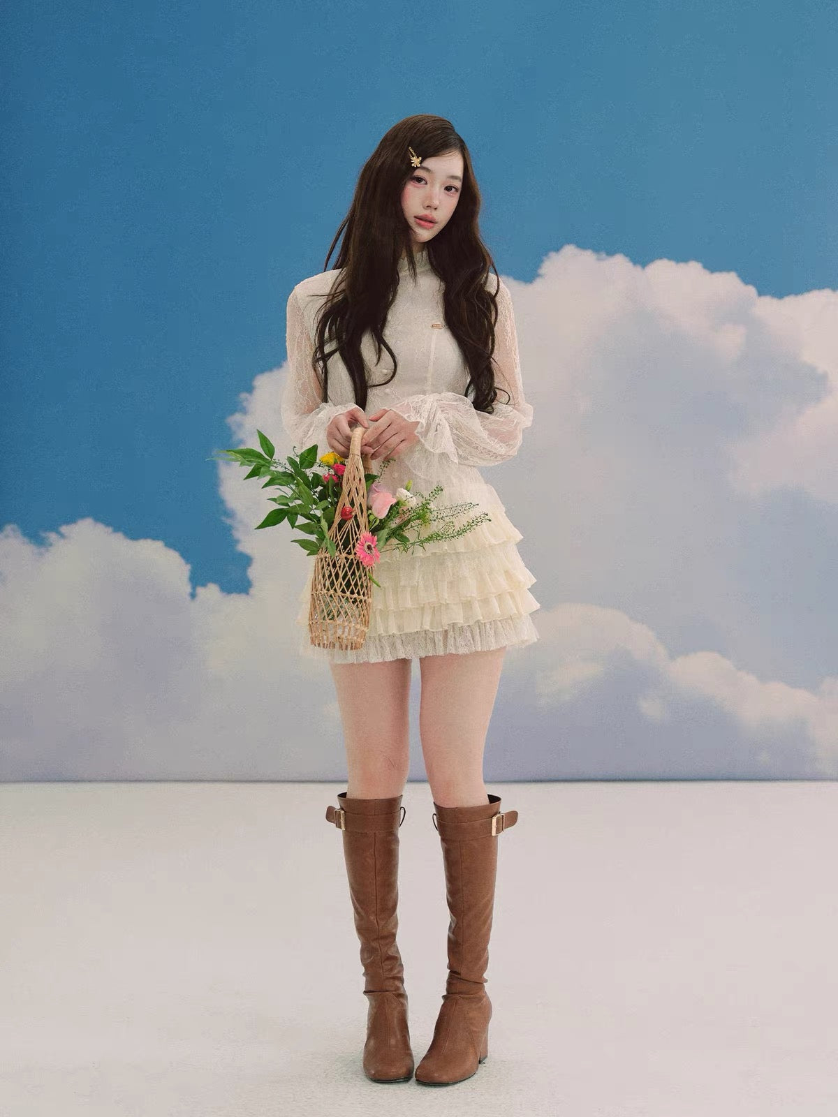 [Special Offer] [LaluneDuCiel] "Rose Trellis" – A Sweet, Innocent-Yet-Alluring Lace & Chiffon Dress